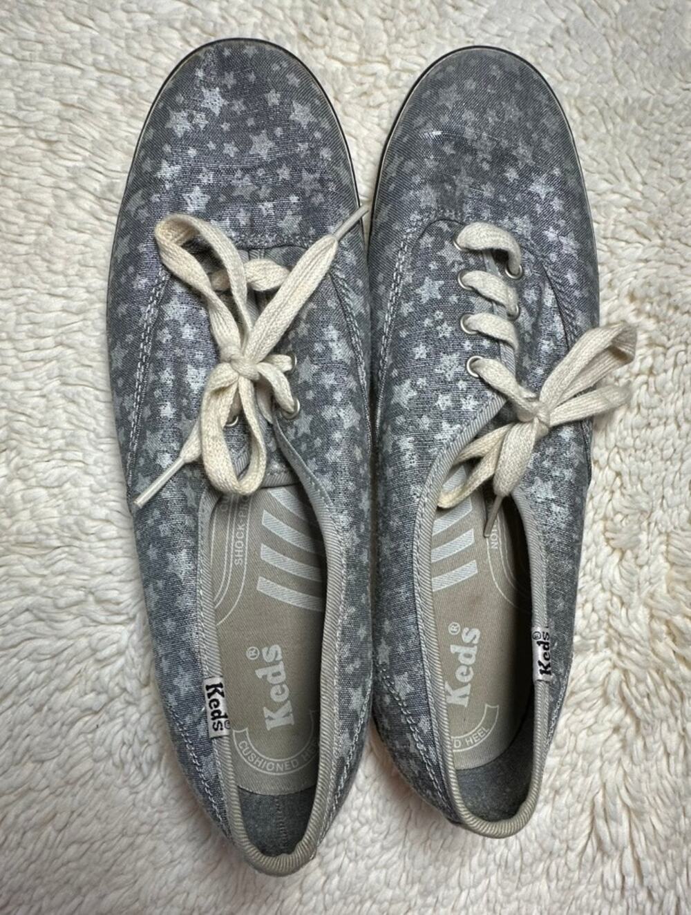 rare Keds shimmer silver Stars Sz 8